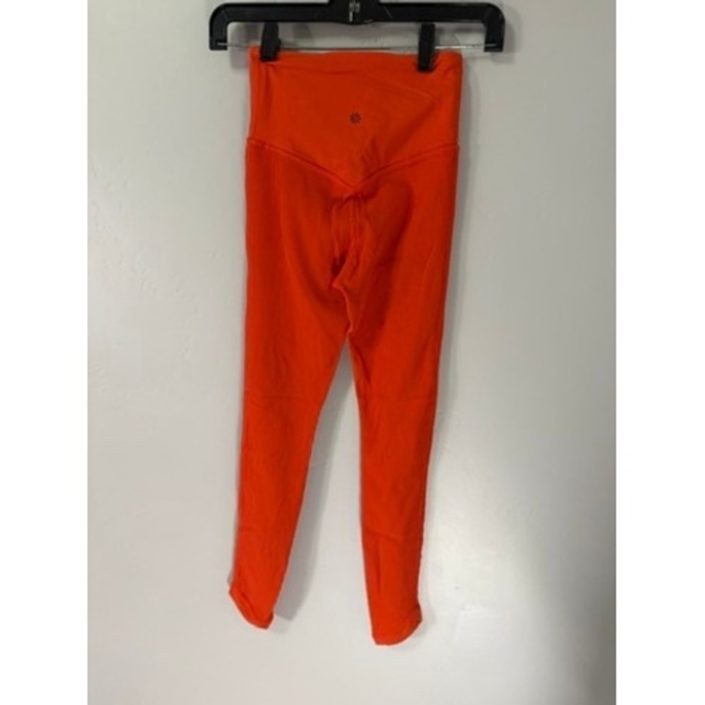 Athleta Women's Orange Ribbed High Waist Workout Leggings Size‎ XXS - Picture 3 of 6